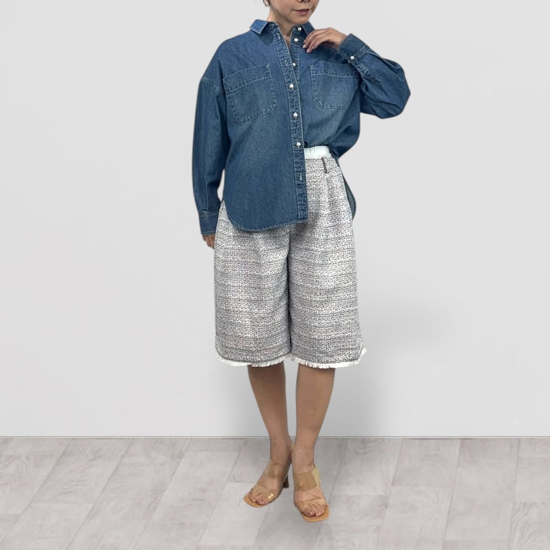 【QTUME】6.5ONZデニムパール釦シャツ/612-25005