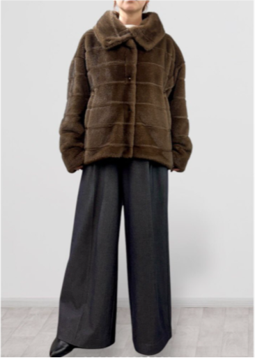 【QTUME】エコミンクエンボスファー2wayカラーショートコート/552-24530