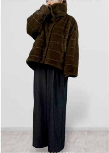 【QTUME】エコミンクエンボスファー2wayカラーショートコート/552-24530