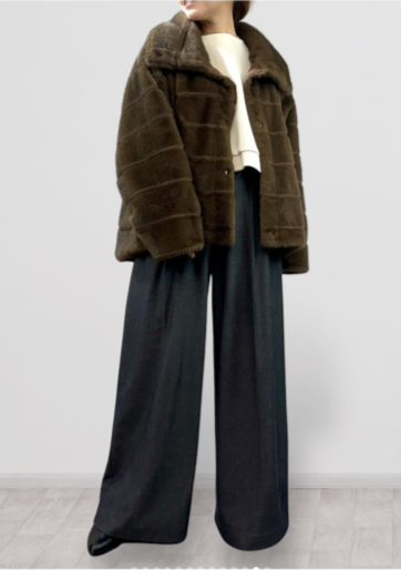 【QTUME】エコミンクエンボスファー2wayカラーショートコート/552-24530