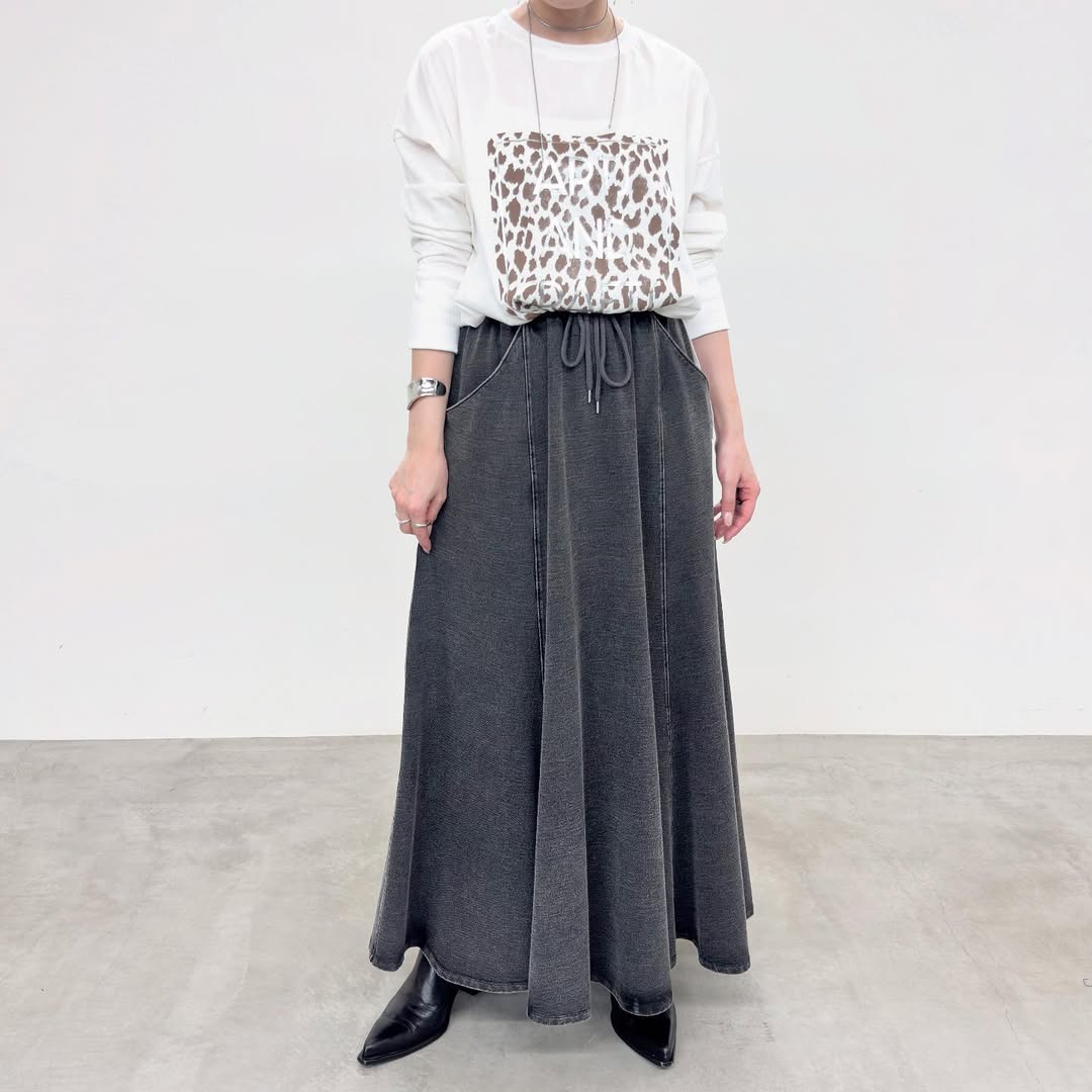 【NUS】スウェットデニムフレアスカート/552-36510