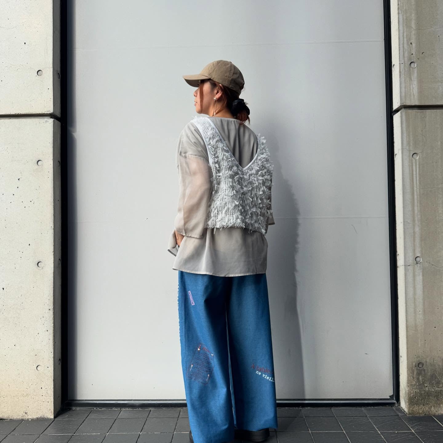 【QTUME】チュチュフリンジ2wayニットコンビベスト/612-25704