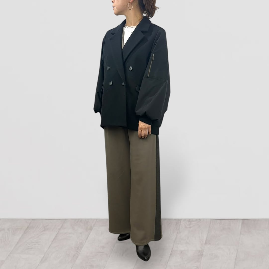 【QTUME】ボンバーヒート×ラナテックサージリメイク風ワイドパンツ/550-26541