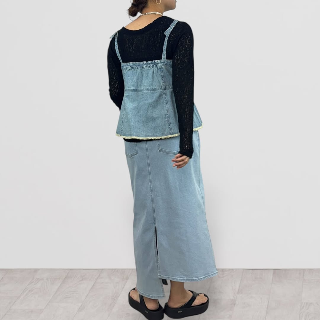 【QTUME】8.0ONZデニムアシンメトリーキャミ/612-25002