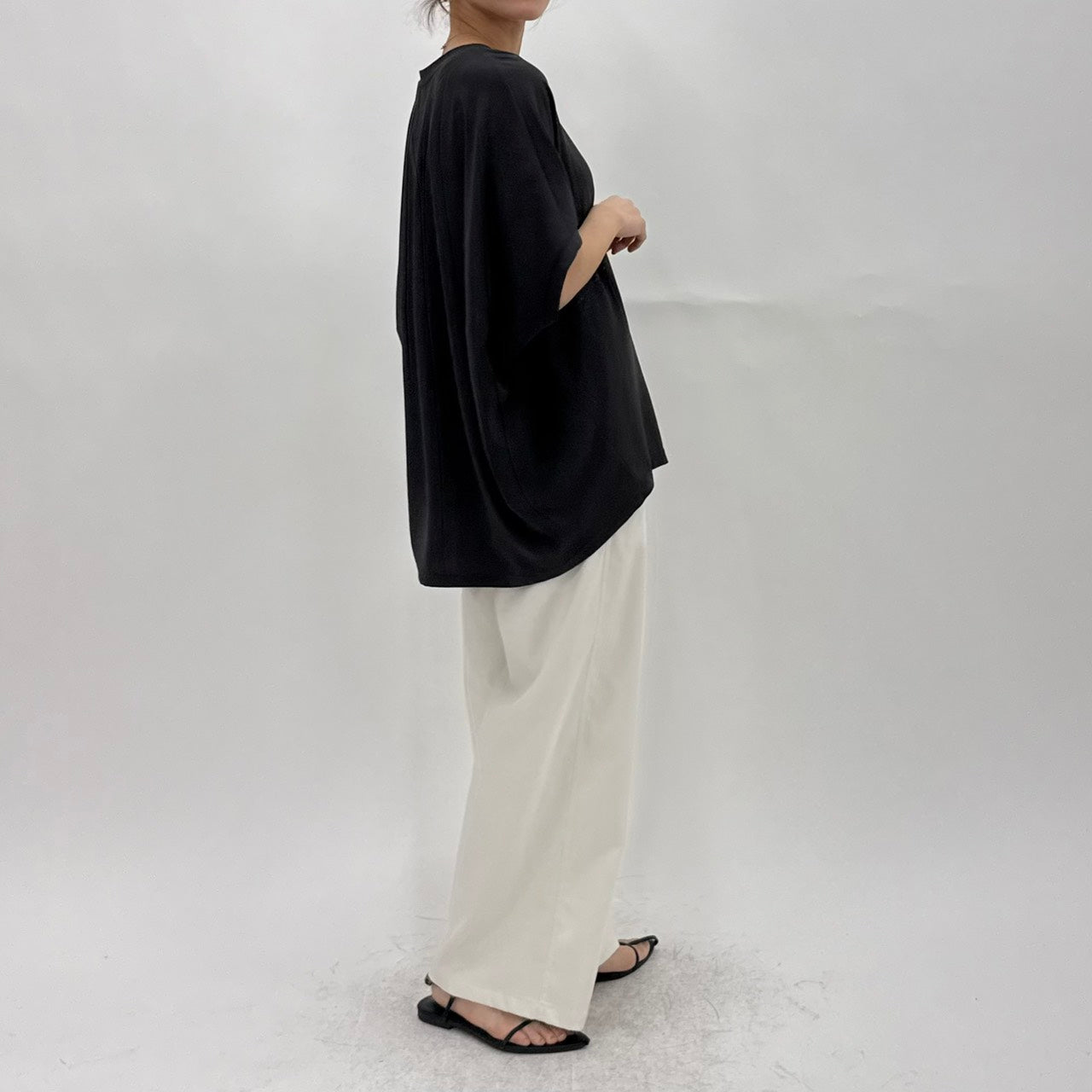 【cafune】マットストレッチジョーゼットコクーンプルオーバー/25904