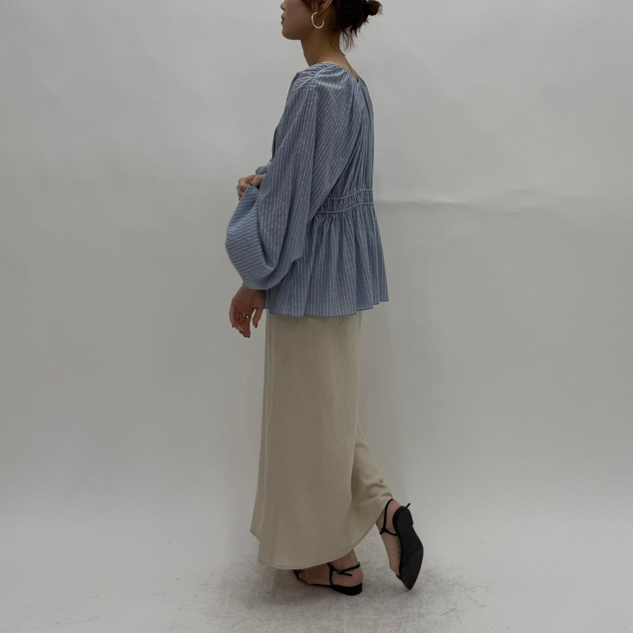 【cafune】ラメストライプ2WAYブラウス/25912