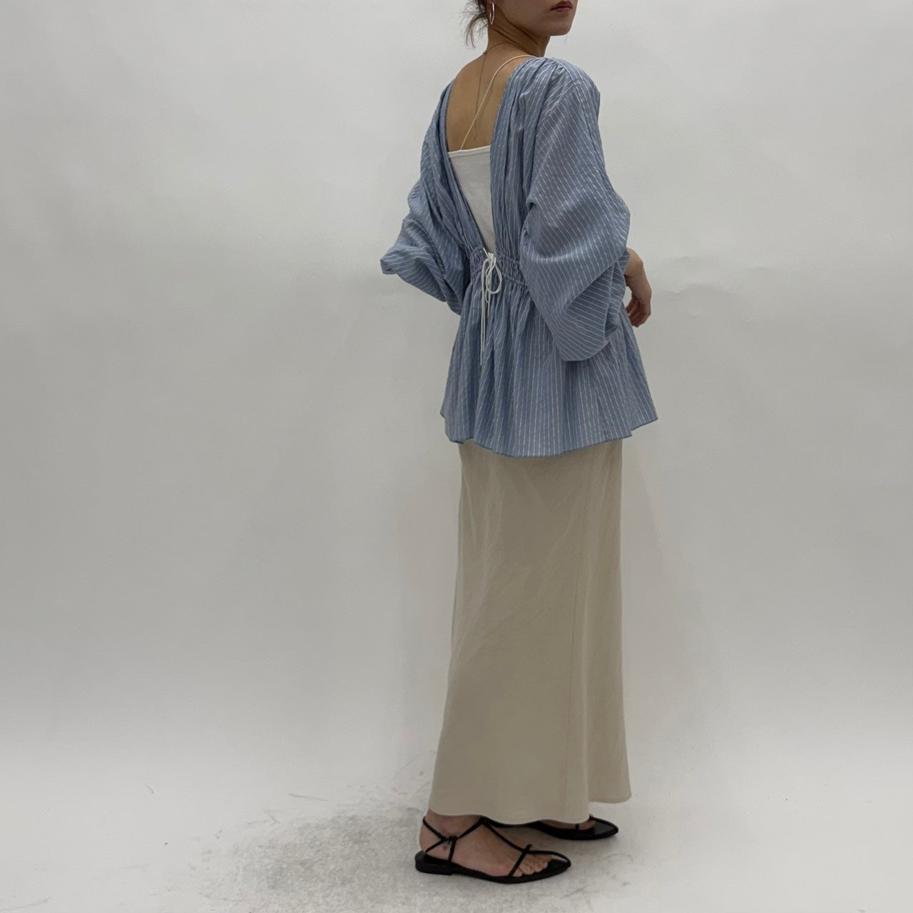 【cafune】ラメストライプ2WAYブラウス/25912