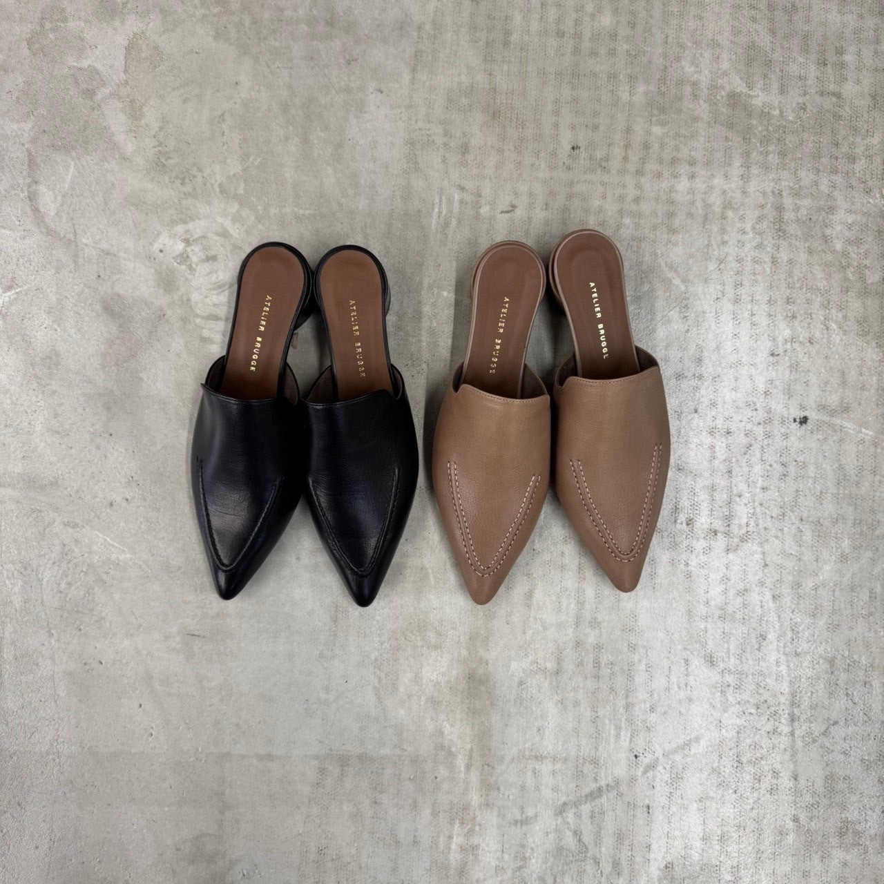【ATELIER BRUGGE】ステッチポインテッドミュール/25PS-49
