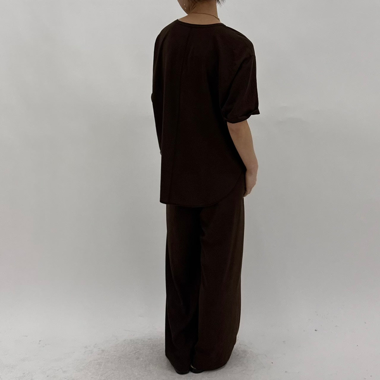 【cafune】マットストレッチジョーゼットハーフスリーブT/35902