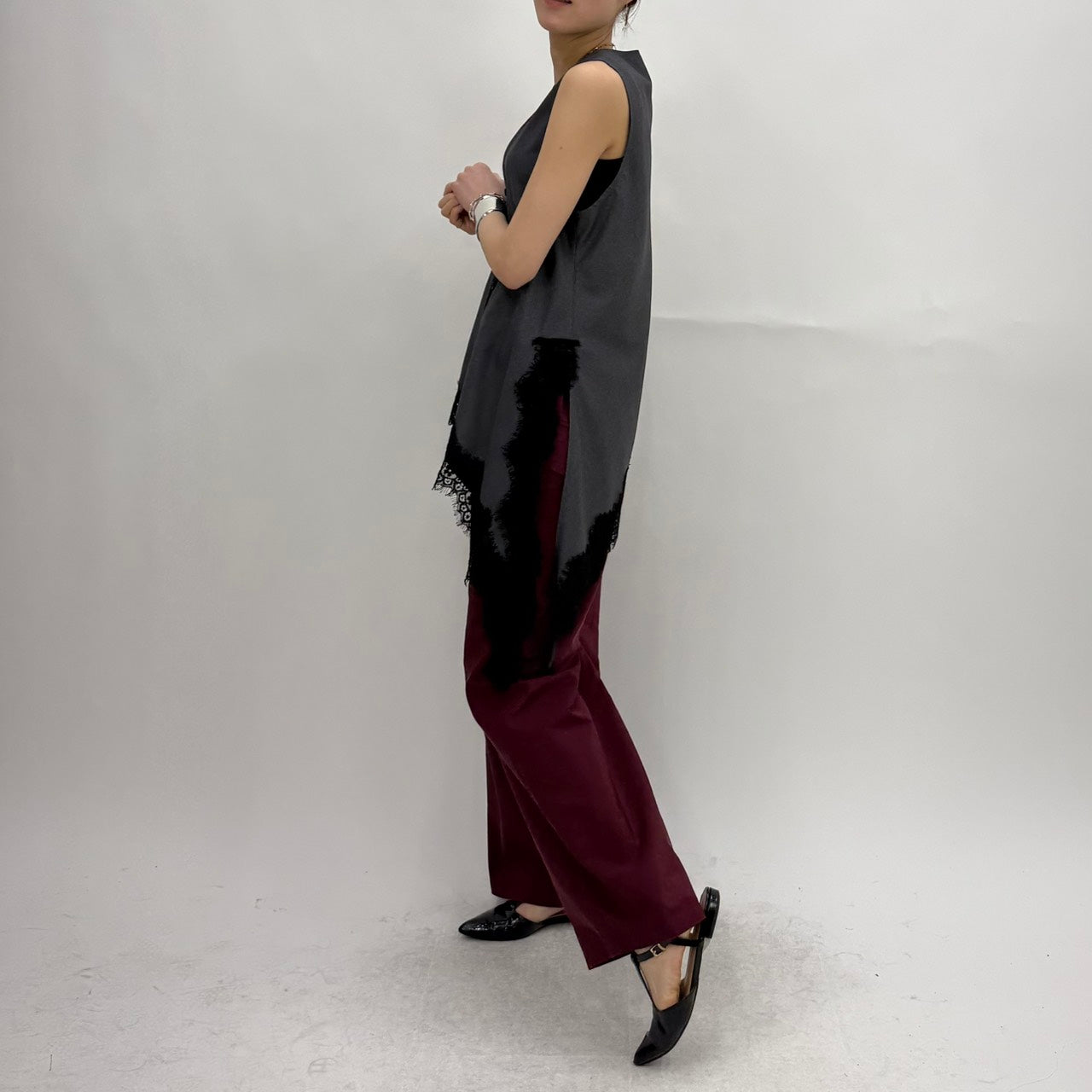 【cafune】アシメントリーレースジレ/35918