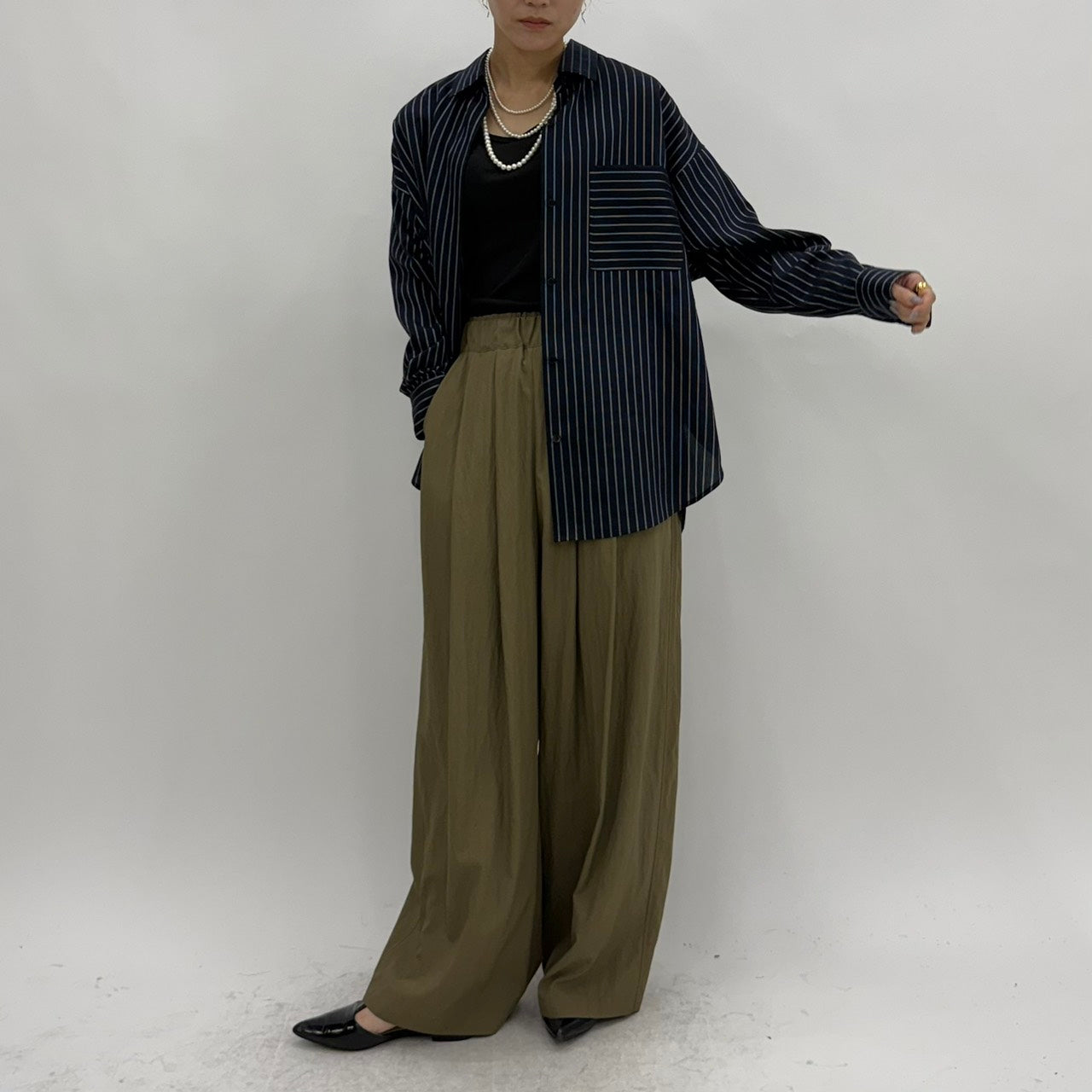 【cafune】セルロースストライプシャツ/35925