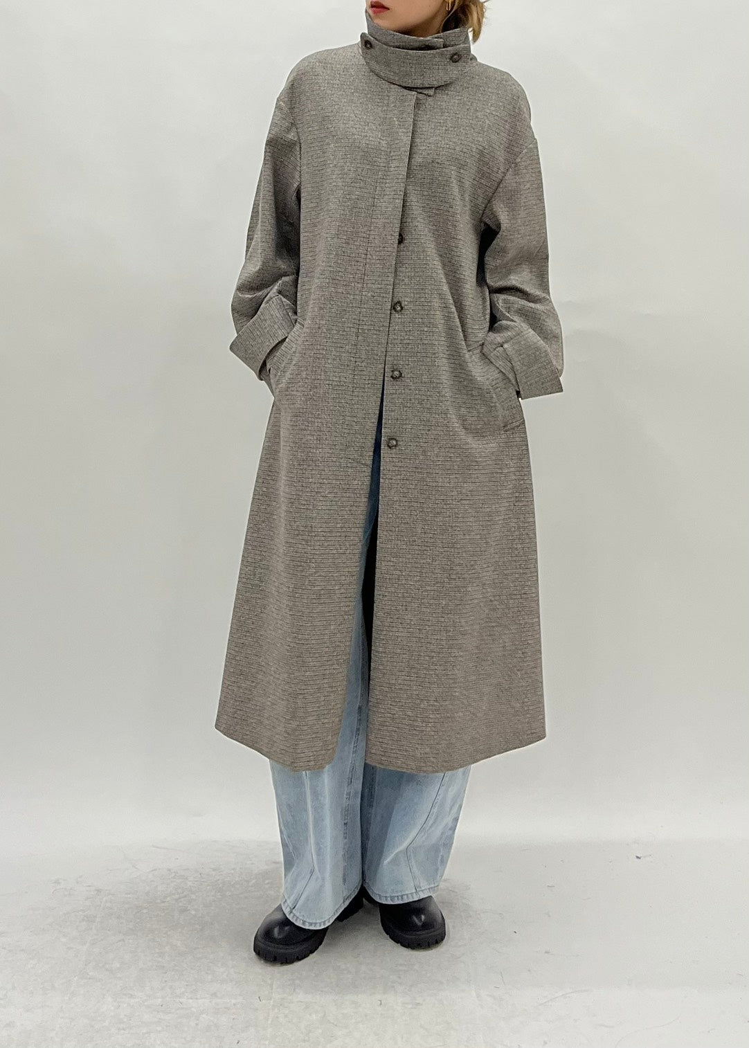 【PASSIONE】スタンドカラーロングコート/36409