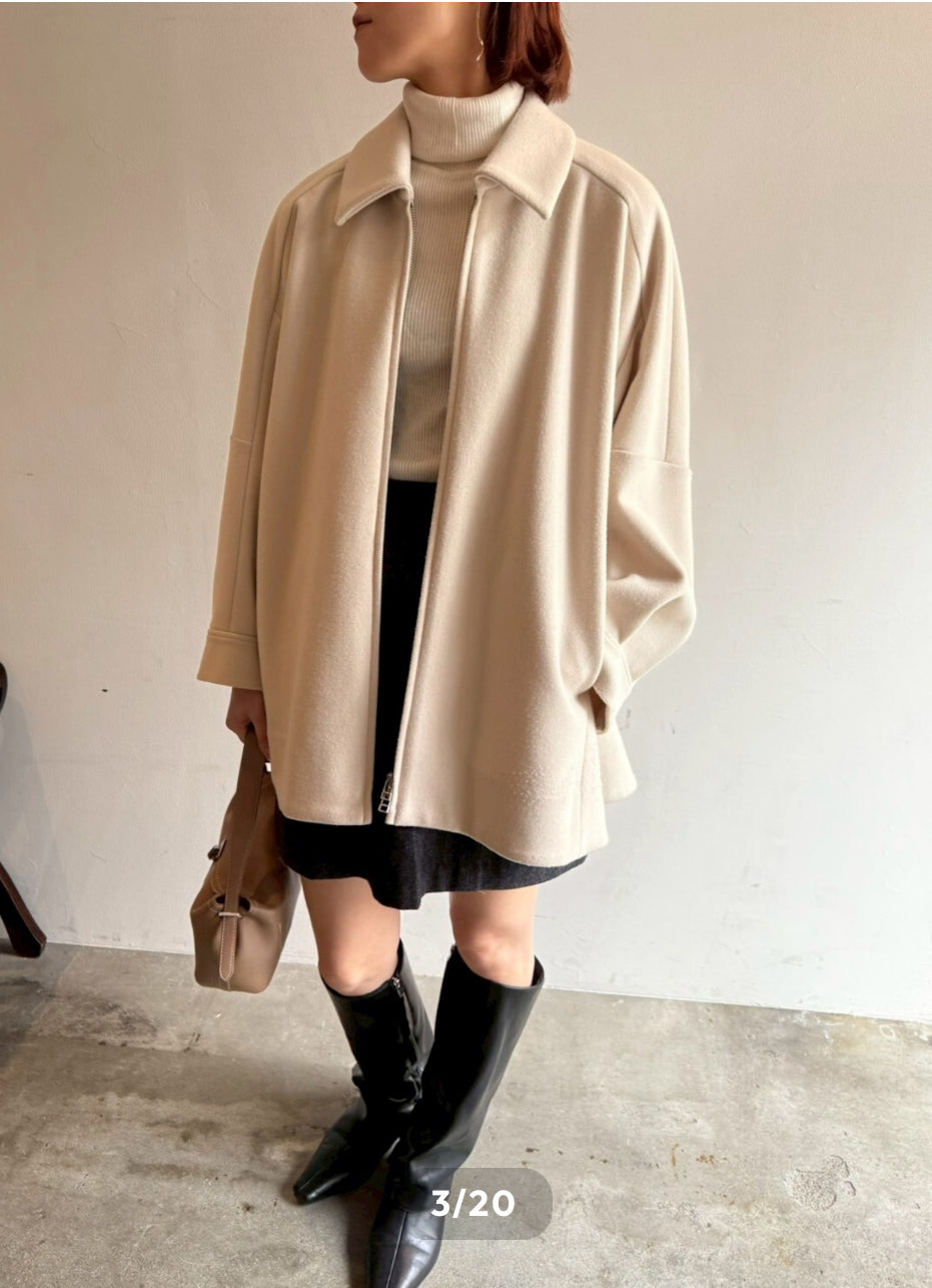 【cafune】メルトンジャージタックスリーブジャケット/545405