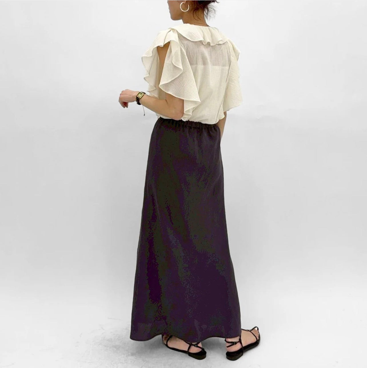 【cafune】コットン楊柳フリルブラウス/25929