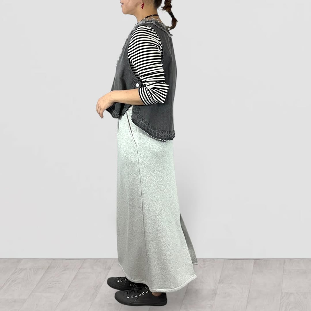 【QTUME】8onzデニムフリンジVネックベスト/552-25665