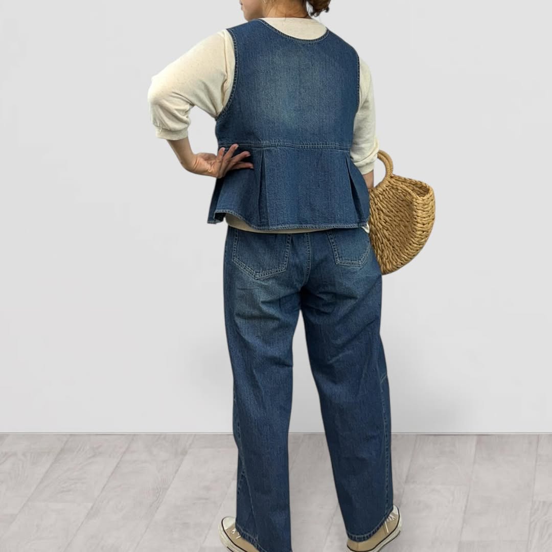 【QTUME】8onzデニムバレルレッグパンツ/612-26002