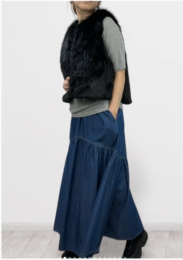 【QTUME】EKOPEL ロングファー×スクエアキルト2WAYベスト/550-24545