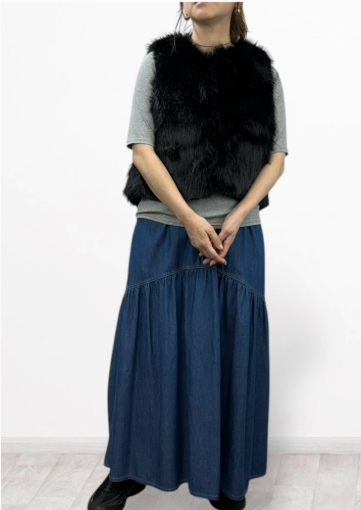 【QTUME】EKOPEL ロングファー×スクエアキルト2WAYベスト/550-24545