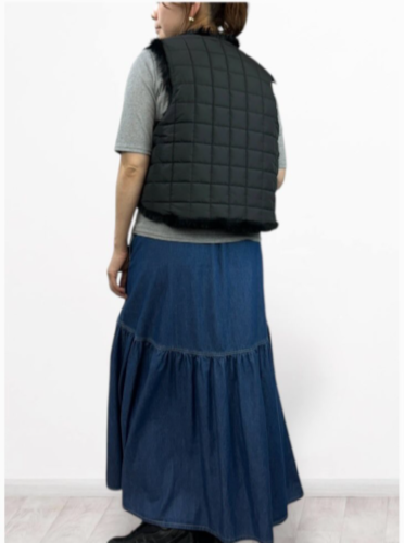 【QTUME】EKOPEL ロングファー×スクエアキルト2WAYベスト/550-24545