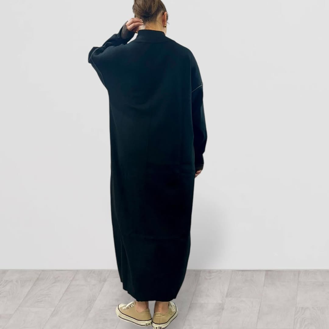 【QTUME】バイカラーモックネックニットドレス/552-21510