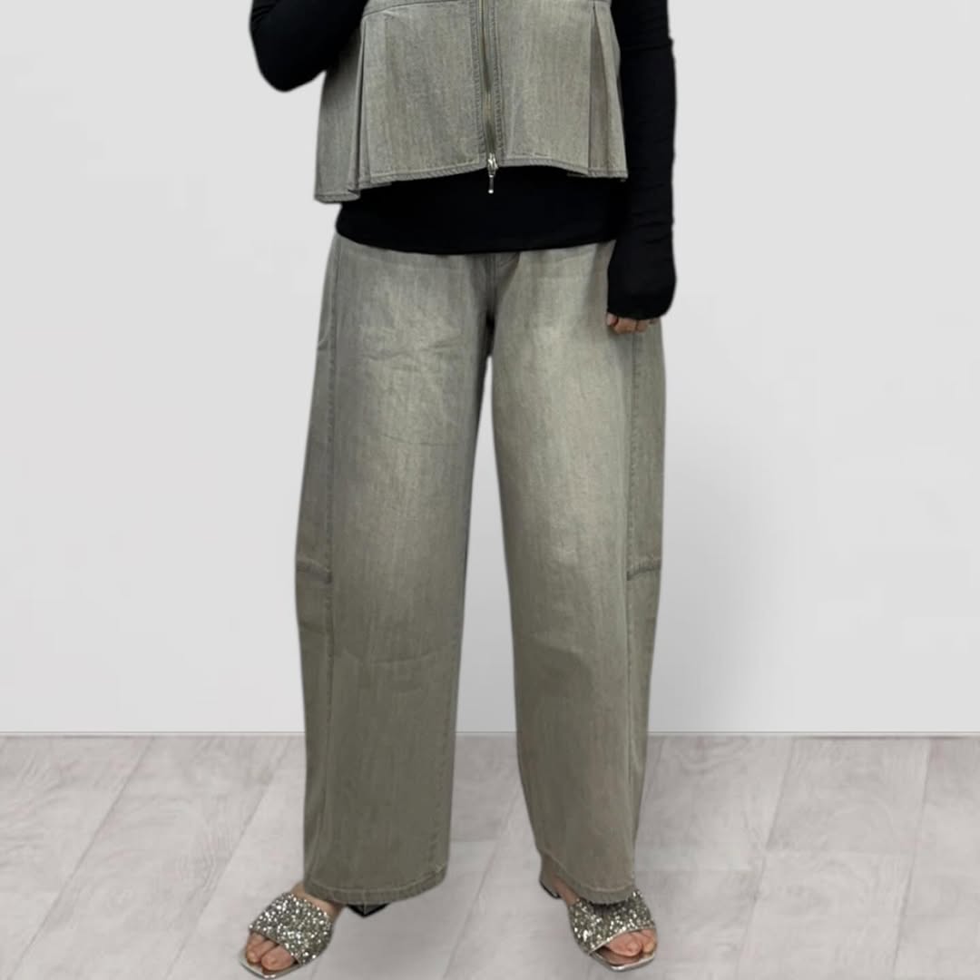 【QTUME】8onzデニムバレルレッグパンツ/612-26002
