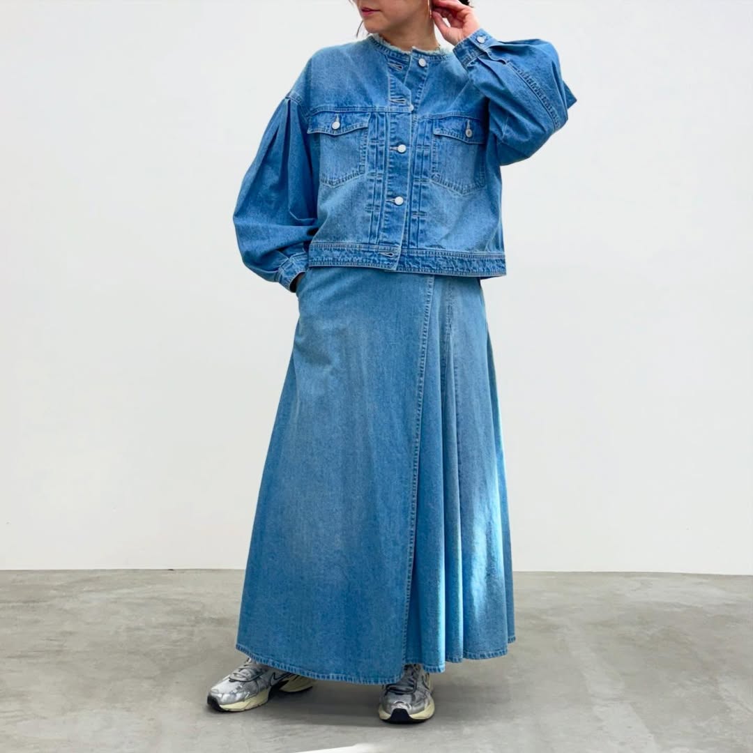 【QTUME】6.5onzデニムアシメントリースカート/612-26007