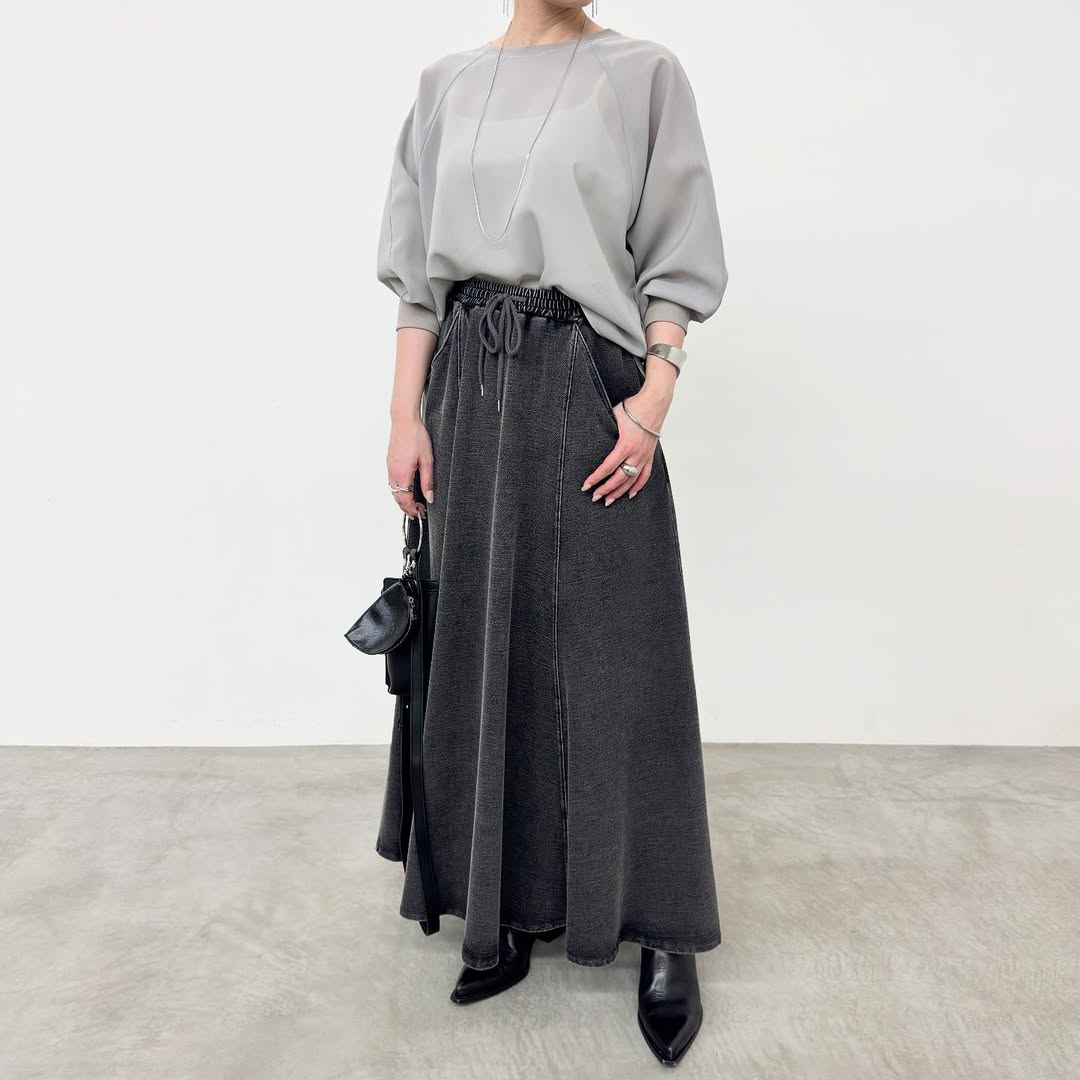 【NUS】スウェットデニムフレアスカート/552-36510