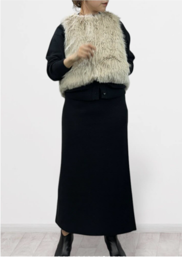 【QTUME】EKOPEL ロングファー×スクエアキルト2WAYベスト/550-24545