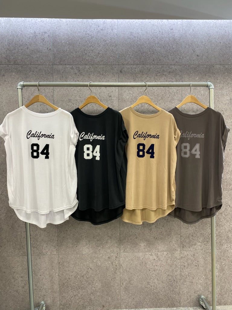 【ROSIEE】ソフトな風合いフロッキー肩タックプリントTシャツ/R810304