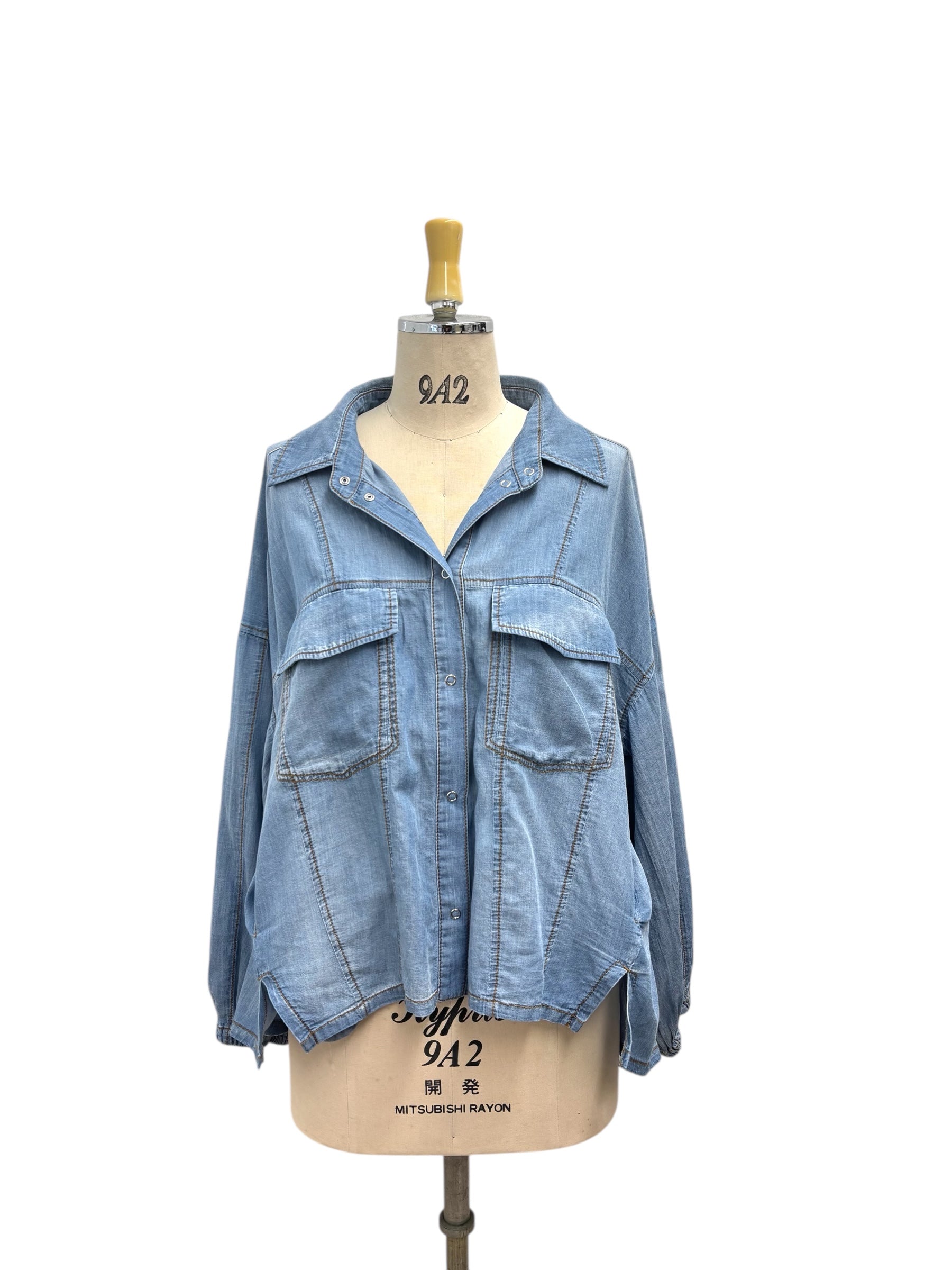 【ayane】シアーデニムショート丈シャツ/816301