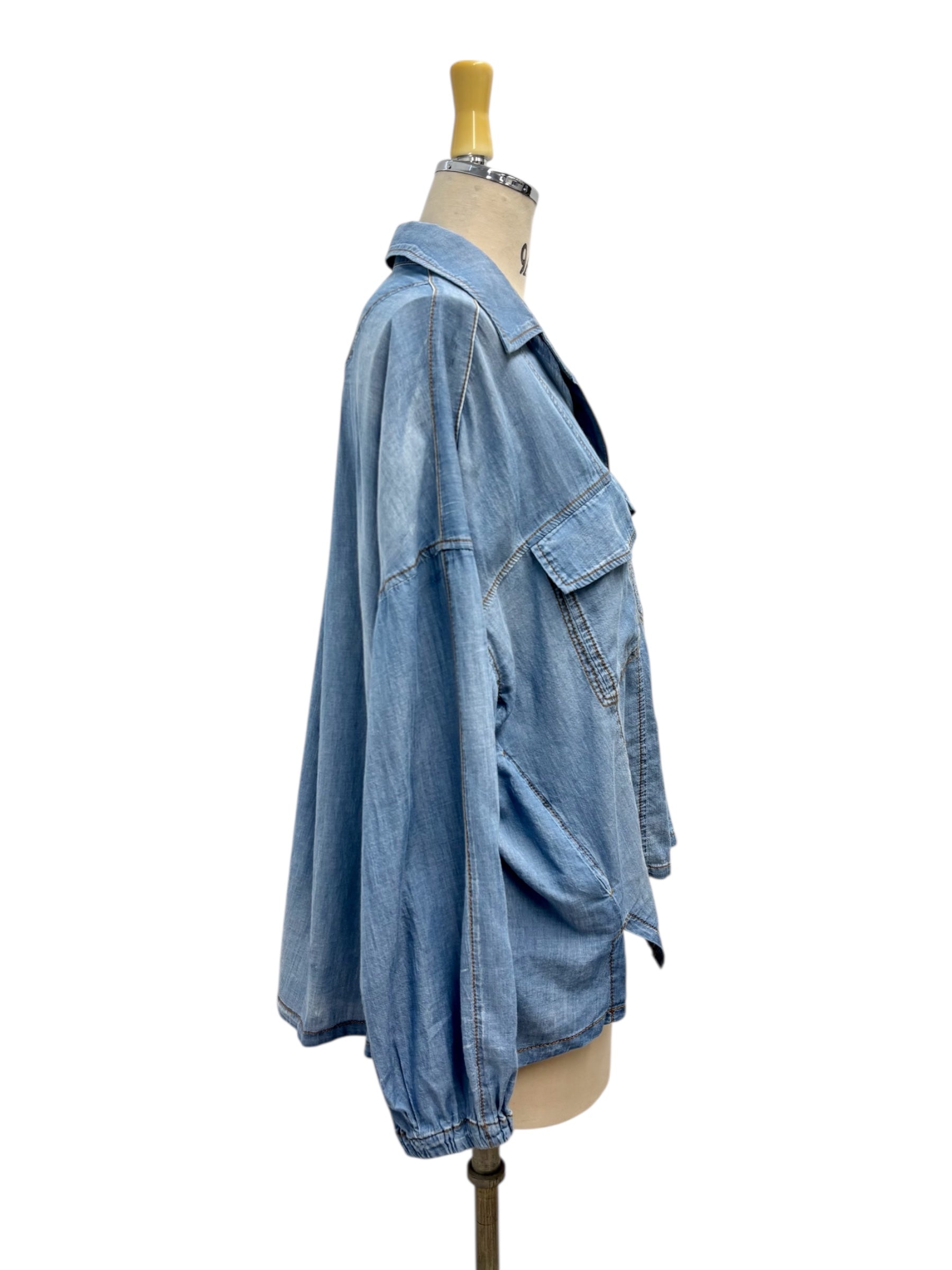 【ayane】シアーデニムショート丈シャツ/816301