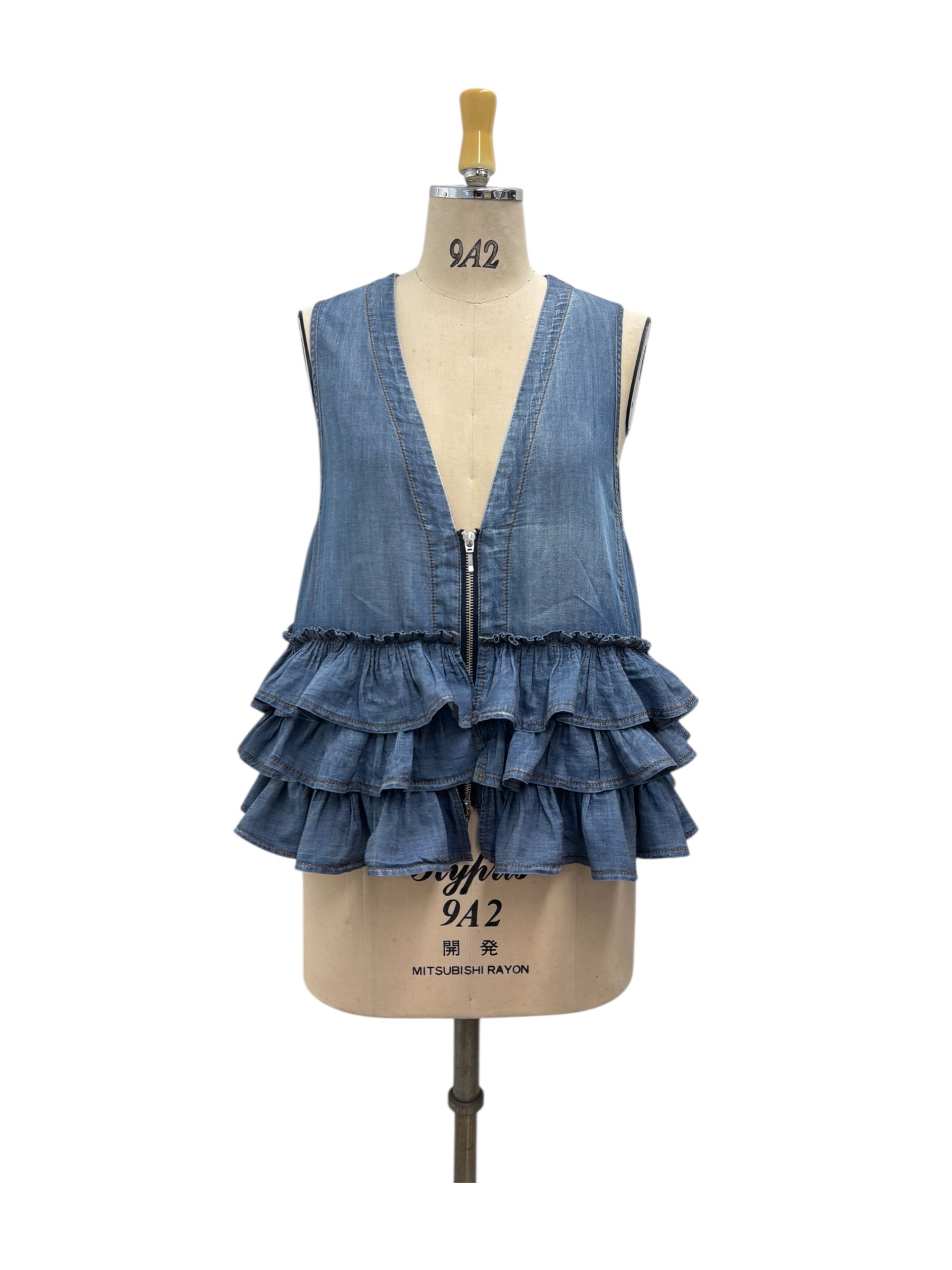 【ayane】シアーデニムフリルベスト/816305