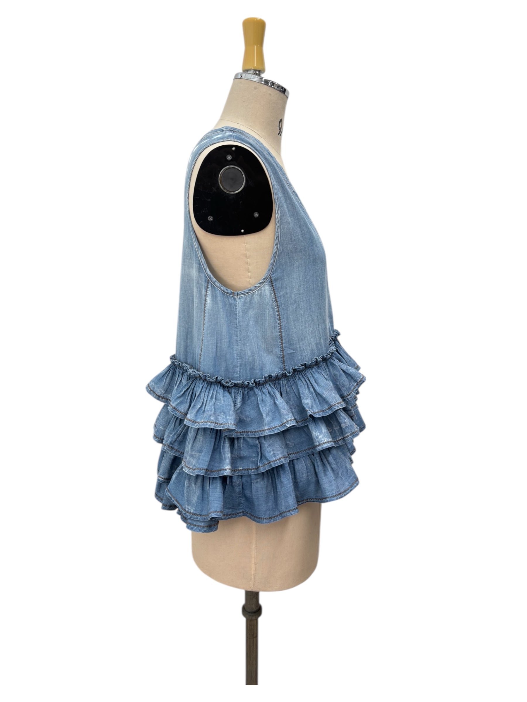 【ayane】シアーデニムフリルベスト/816305