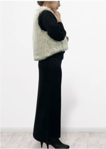 【QTUME】EKOPEL ロングファー×スクエアキルト2WAYベスト/550-24545