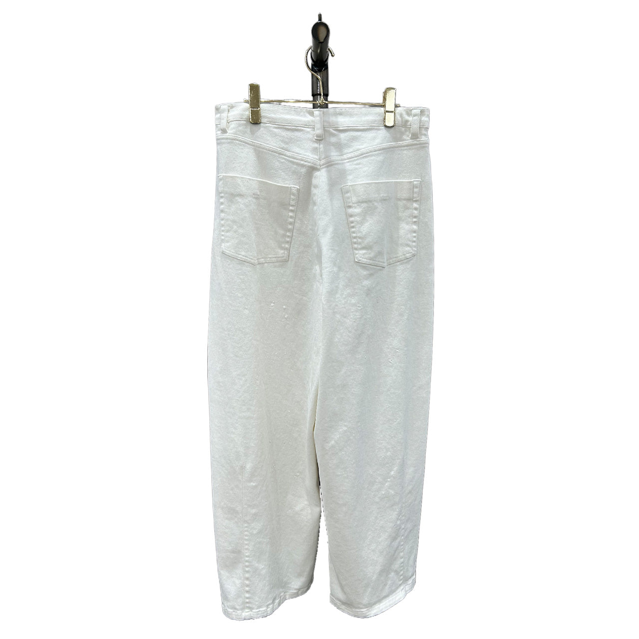 【ayane】ホワイトデニムバレルレッグペイント加工パンツ/836624