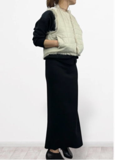 【QTUME】EKOPEL ロングファー×スクエアキルト2WAYベスト/550-24545