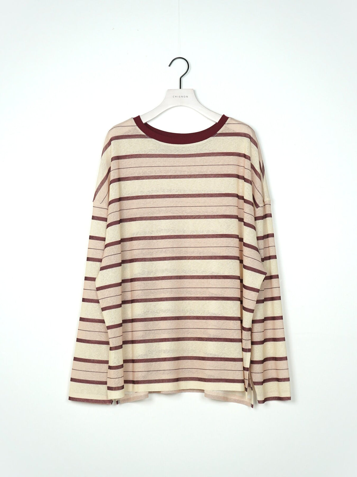 【CHIGNON】シアーランダムボーダーT/8466-768KO