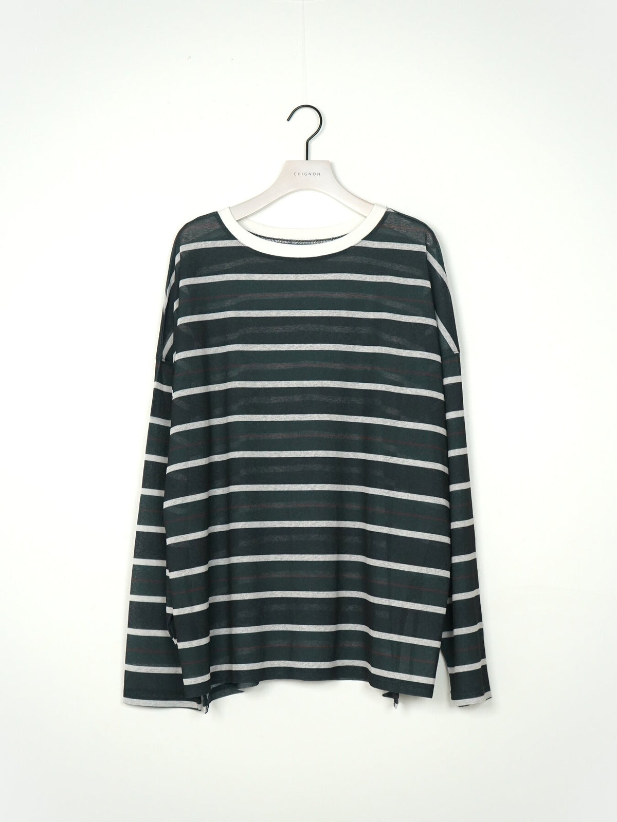 【CHIGNON】シアーランダムボーダーT/8466-768KO