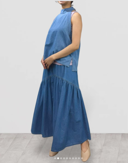【QTUME】4.5onzDENIM ギャザーデザインデニムスカート/552-26500
