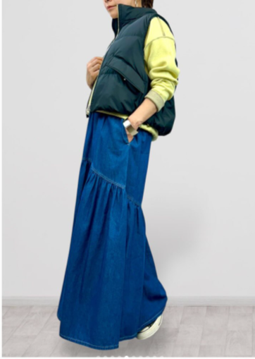 【QTUME】4.5onzDENIM ギャザーデザインデニムスカート/552-26500