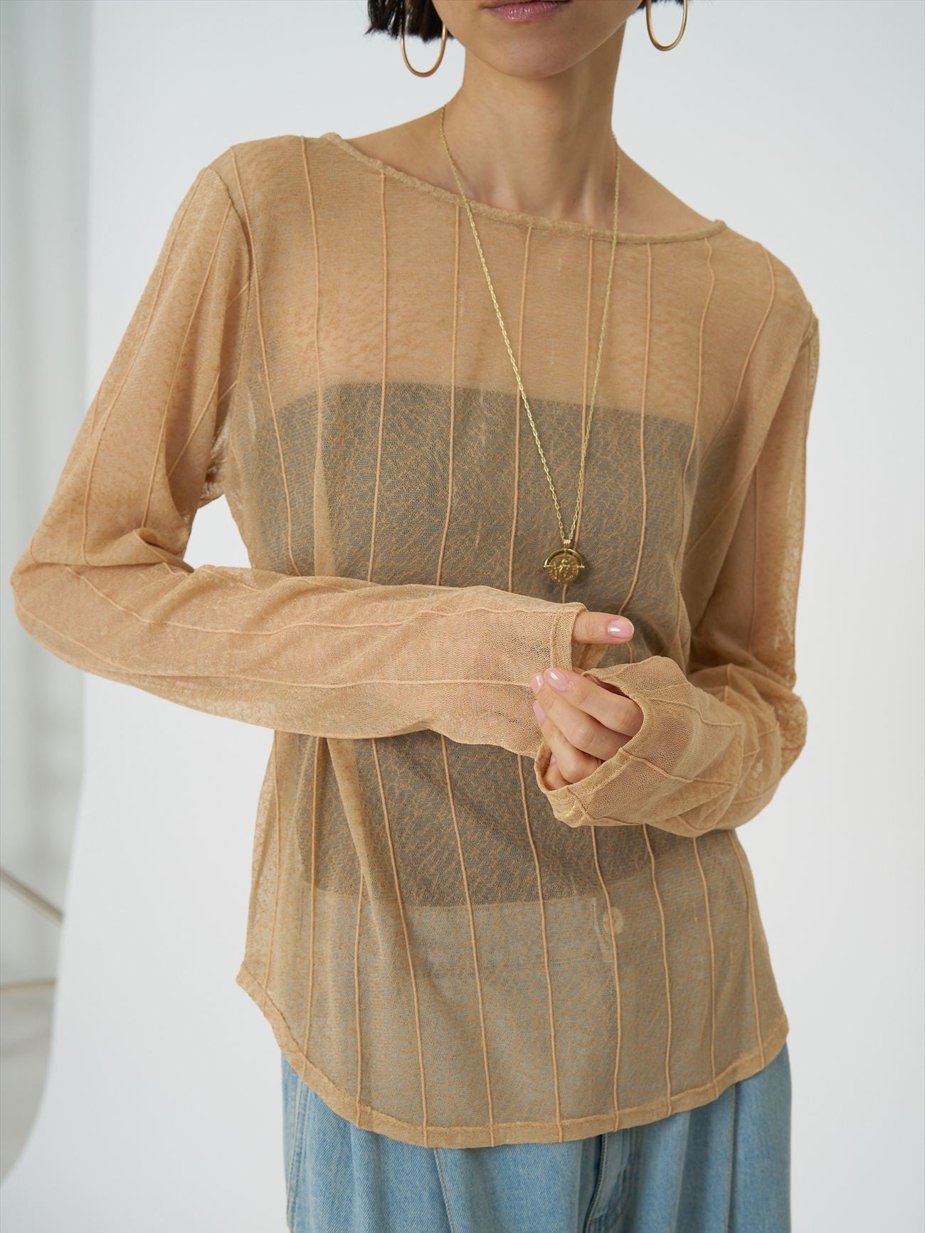 【CHIGNON】ストライプチュールトップス/8961-001KK