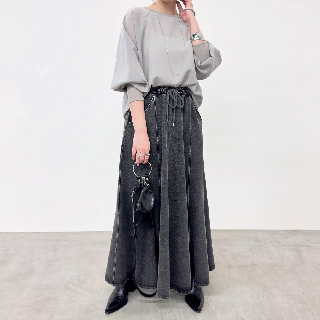 【NUS】スウェットデニムフレアスカート/552-36510