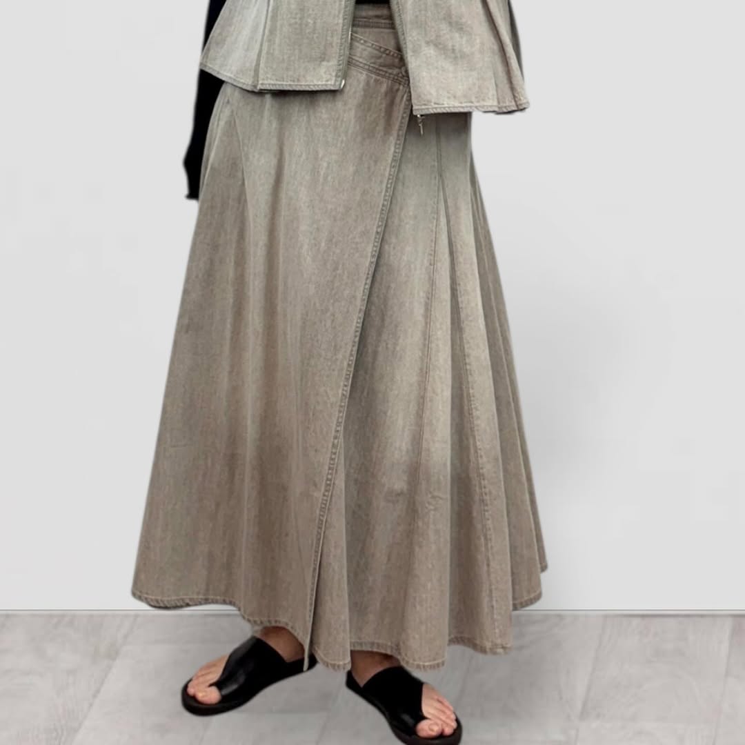 【QTUME】6.5onzデニムアシメントリースカート/612-26007