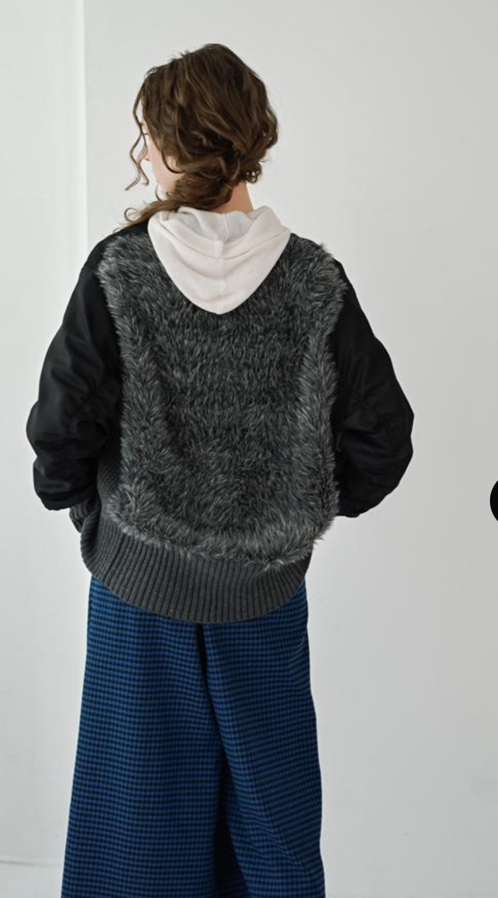 【ANGELINA】フェザーマテリアルMixブルゾン/25238-3586Q-W