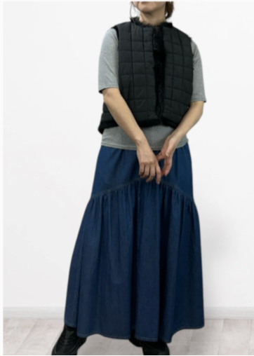 【QTUME】4.5onzDENIM ギャザーデザインデニムスカート/552-26500