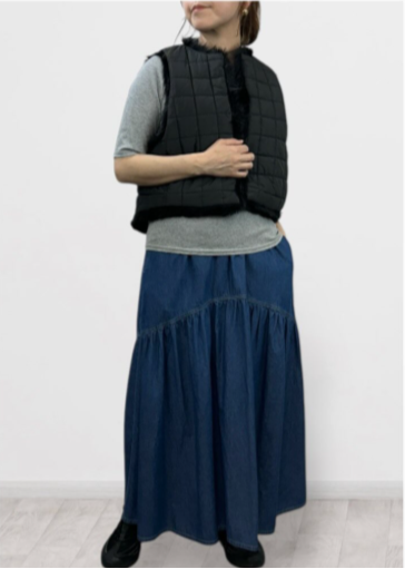 【QTUME】4.5onzDENIM ギャザーデザインデニムスカート/552-26500