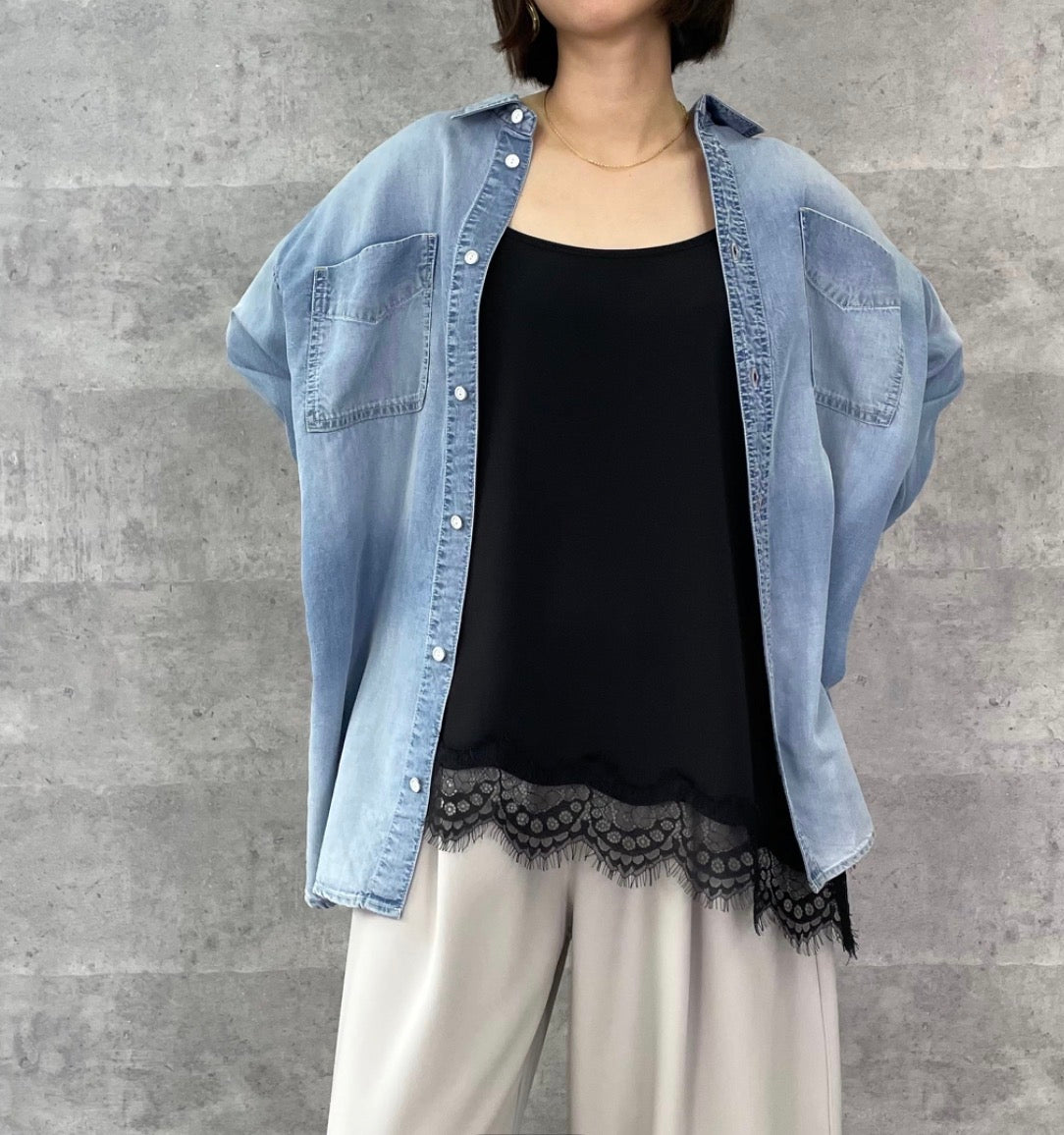 アンナケリー新品✨レースヘムアシメキャミソール 85261716 Anna Kerry（アンナケリー） レースヘムアシンメトリーキャミ 85261716