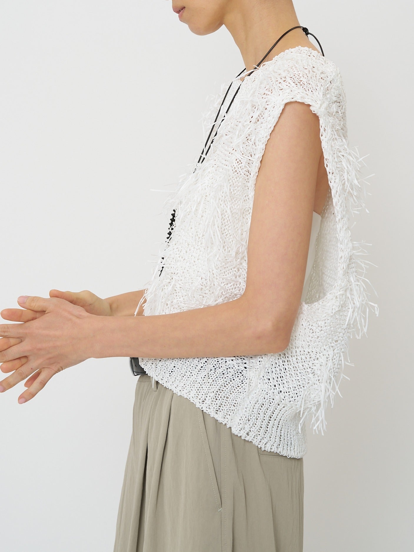 【CHIGNON】カットジャガードフリンジニットベスト/9261-091GS