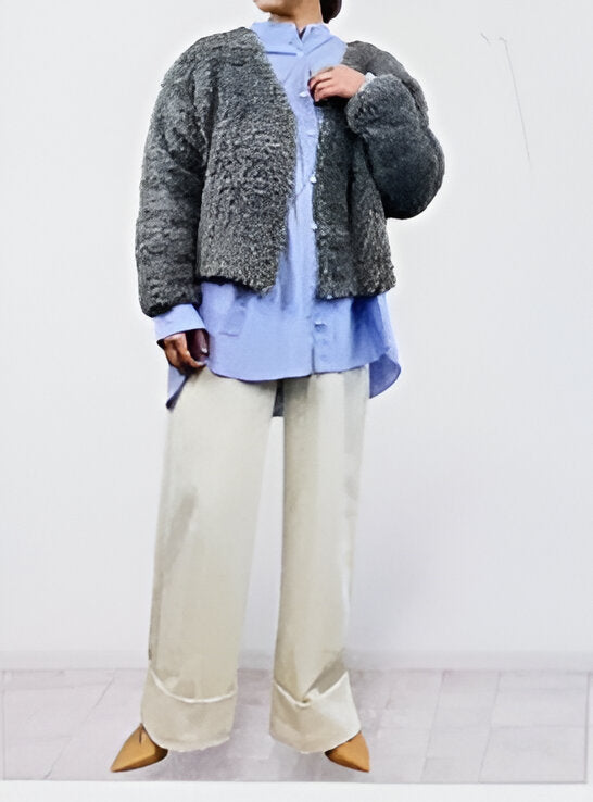 【QTUME】ファーニットカーデジャケット/552-24525