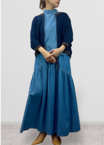 【QTUME】4.5onzDENIM ギャザーデザインデニムスカート/552-26500